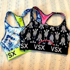VS sports bras with adorable designs. Size medium.